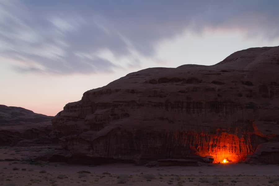 From Wadi Rum: Jeep Tour with Overnight Desert Camping - Dinner cooked under the sand