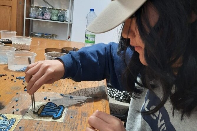 Mosaic Art Class in Amman - Learning the tools, stones, and tile work