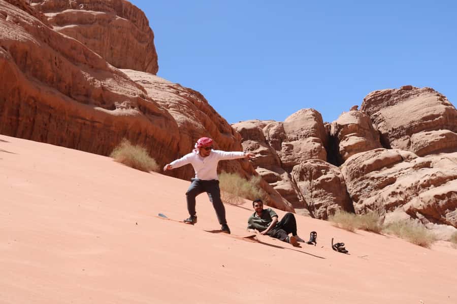 Wadi Rum: Famous place UNESCO Jeep Tour Camel Ride Option - Two hours of desert time for camels and sandboarding